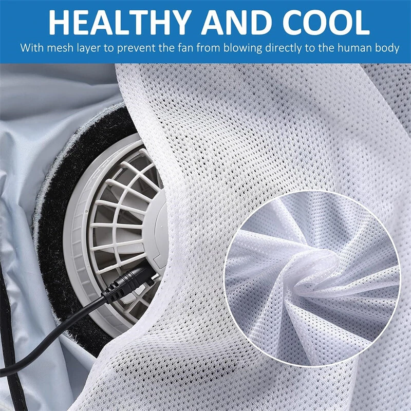 (image for) TENGOO Air Conditioning Clothing Vest Three Wind Speeds Heatproof Cooling Clothing USB Charging Sun Protection Continuous Cooling Jacket with Two Fans for Summer High Temperature Outdoor Work